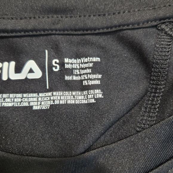 Fila Long Sleeve Activewear Top Black with Floral Mesh Running Cycling Women's S - Picture 4 of 11